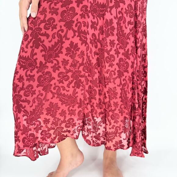 Vintage ECI NY Whimsigoth Fairy Grunge Silk Blend Velvet Burnout Cowl Dress 4 - Picture 5 of 16